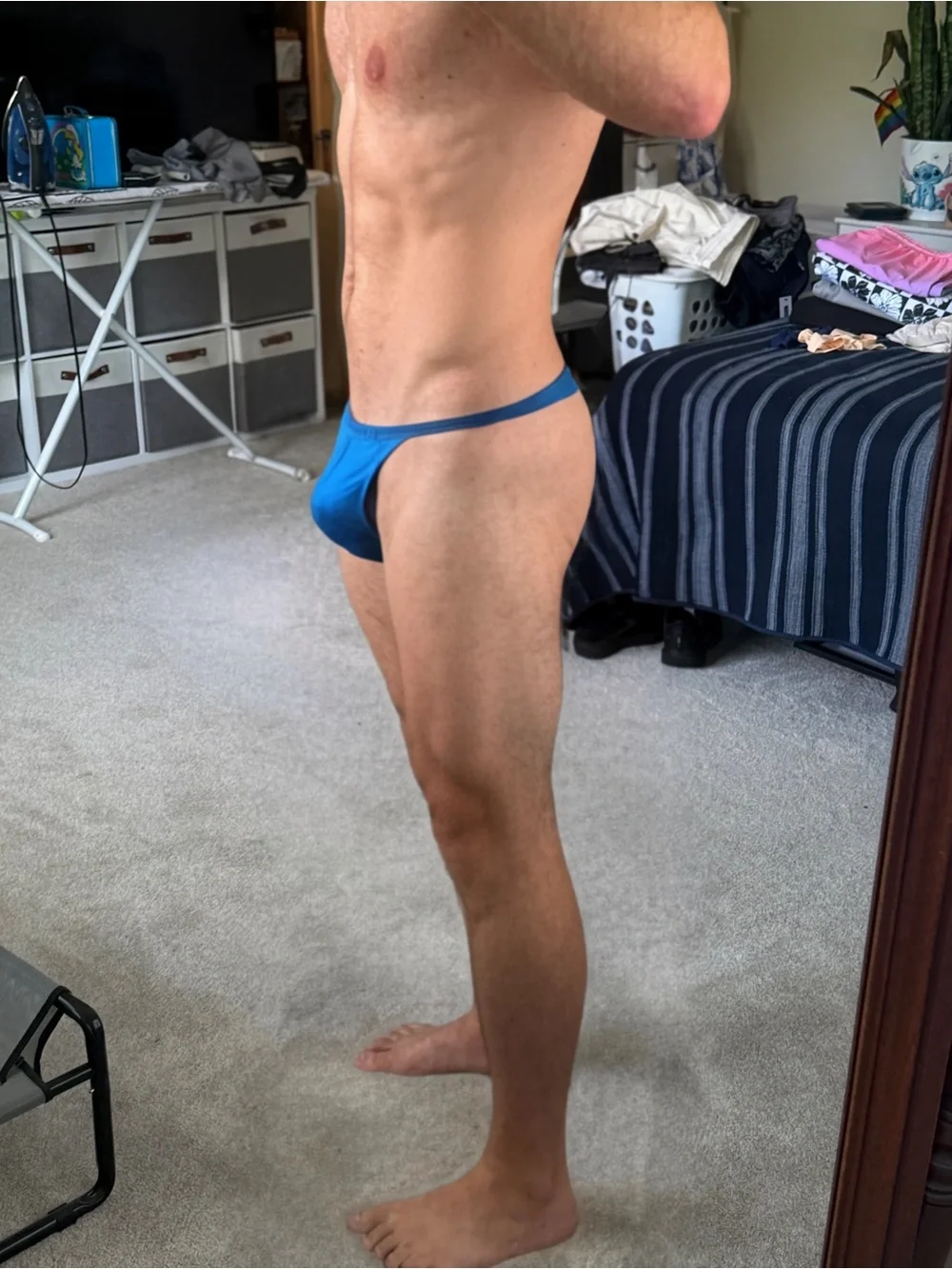 Men's Low-Rise Blue Thong New Without Tags XL